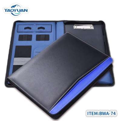 Customized A4 Business pu leather document conference file folder