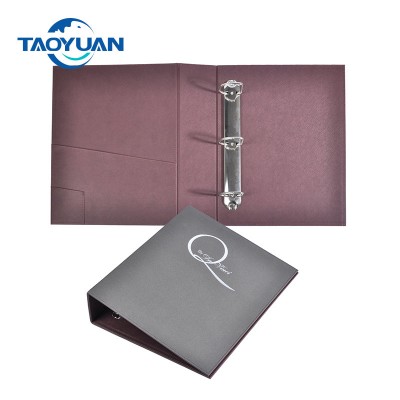 Customize taoyuan A4 faux Leather 3 D-Ring Binder